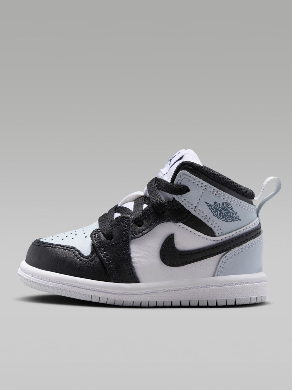 Jordan 1 Mid Black/Aura/Squadron Blue/Black. Toddler size 9